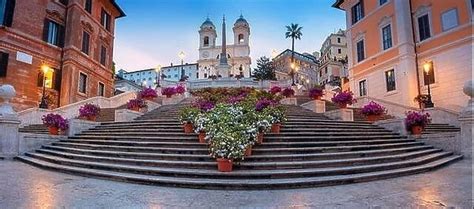 Rome Panoramic Cityscape Image Of Spanish Steps In Rome