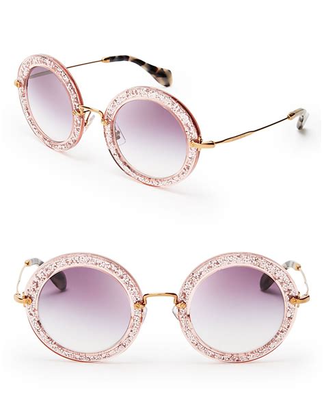 Lyst Miu Miu Noir Round Sunglasses In Pink