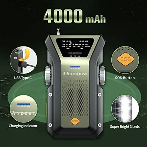 Ironsnow Radio Solaire Portable Manivelle Fm Am Noaa Avec Batterie