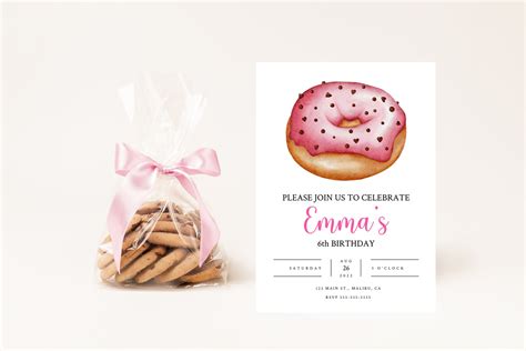 Editable Donut Invitation, Donut Birthday, Minimalistic Modern Donut