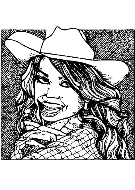 Halftone Shading Style Cowgirl Pinup Girl Porn Star Style Hyper