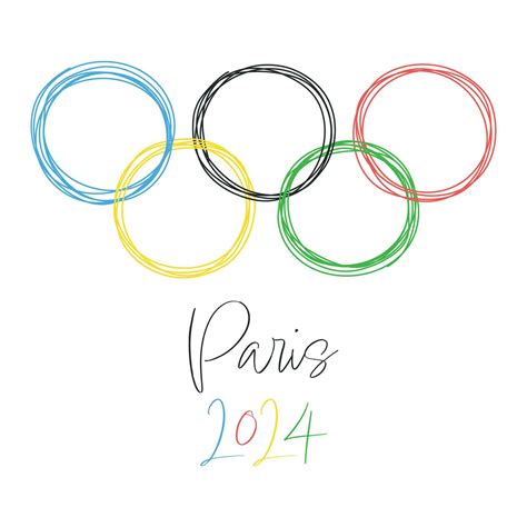 Olympics Ring Icon Isolated On White Background Summer Olympic Games Paris 2024 Hand Drawn