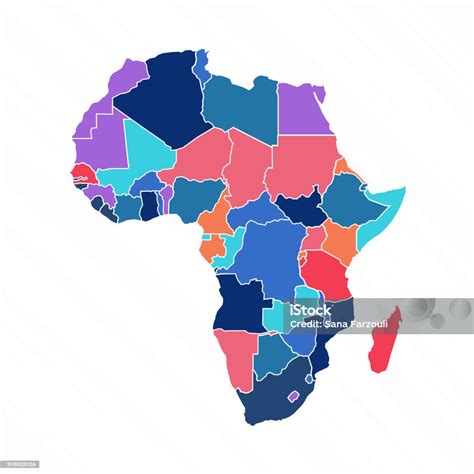 Peta Multiwarna Afrika Dengan Negaranegara Ilustrasi Stok Unduh