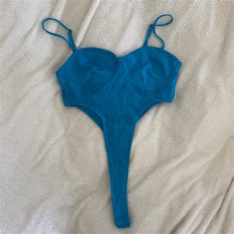 Zara Women S Blue Bodysuit Depop