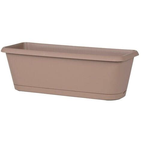 JARDINIERE CHORUS TAUPE 50CM PLATEAU EDA PLASTIQUE