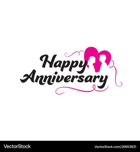 Happy Anniversary Text Lovely Hand Lettering With Vector Image