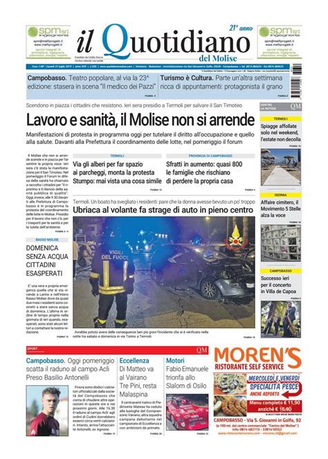 Quotidiano Del Molise 22 07 19