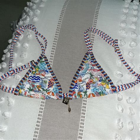 Women S White And Blue Bikini And Tankini Tops Depop