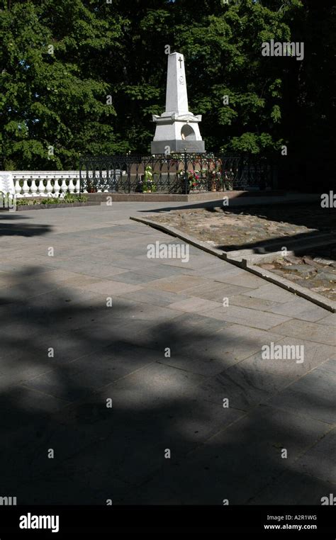 Grave Of The Famous Russian Poet Alexander Pushkin In Svyatogorsky