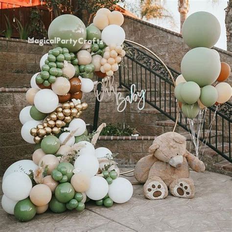 Pcs Retro Brown Nude Balloon Garland Arch Kit With Eucalyptus Sage Green Dusty Green White