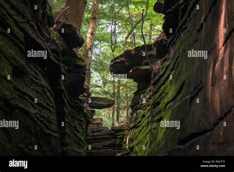 The famous Ledges at Ohio's only National Park, Cuyahoga Valley Stock