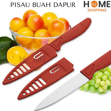 Jual Hs Pisau Dapur Stainless Steel Sarung Merah Pisau Buah Dapur