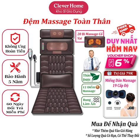 Đệm Massage Toàn Thân Nệm Massage Xoa Bóp Giảm đau Mỏi Vai Gáy Phục Hồi Sức Khỏe Máy Mát Xa đa