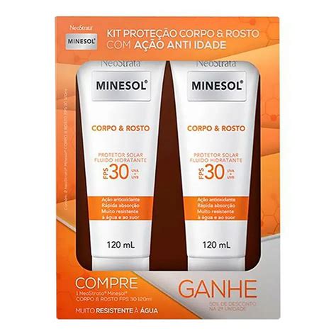 Protetor Corpo E Rosto - Kit Protetor Solar Neostrata Minesol Corpo e Rosto FPS30 120ml 2 ...