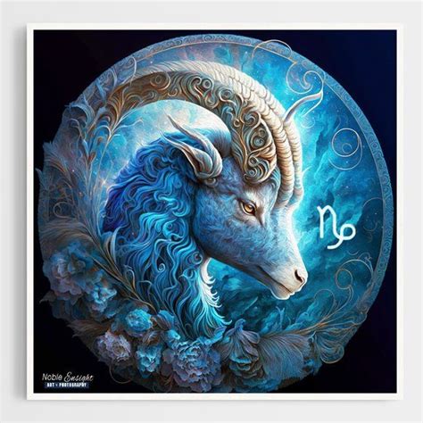 Capricorn Zodiac Sea Goat Wall Art Illustration Watercolor Oil Painting