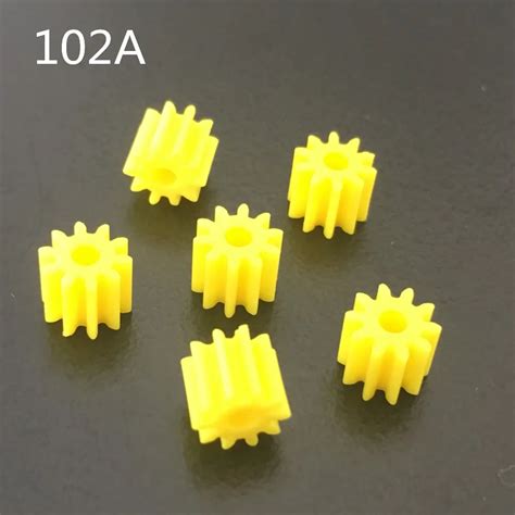 6pcslot K935 102a Shaft Gear Yellow Color Plastic Small Gears Fit 2mm