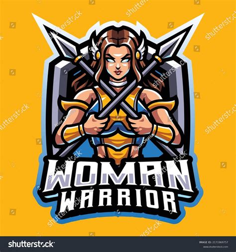 Women Warrior Esport Mascot Logo Design Stock Vector Royalty Free