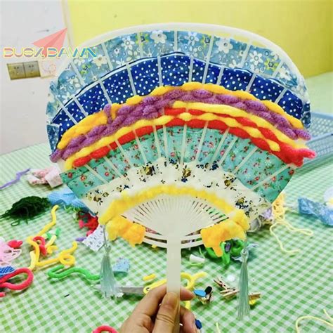 [Dusk Dawn] 10-Piece White Plastic Creative Durable Japanese Fan Uchiwa ...