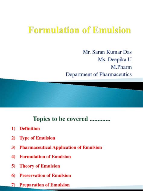 Mr. Saran Kumar Das Ms. Deepika U M.Pharm Department of Pharmaceutics ...