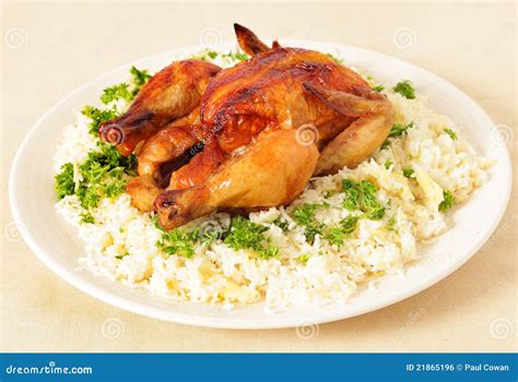 Roast Chicken And Rice Side View Royalty Free Stock Image - Image: 21865196