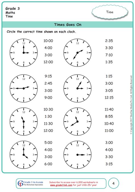 Grade 3 Time Worksheets