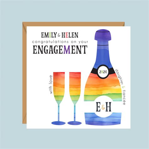 Personalised LGBT Engagement Card Gay Couple Lesbian Gay Engagement Daughter Niece