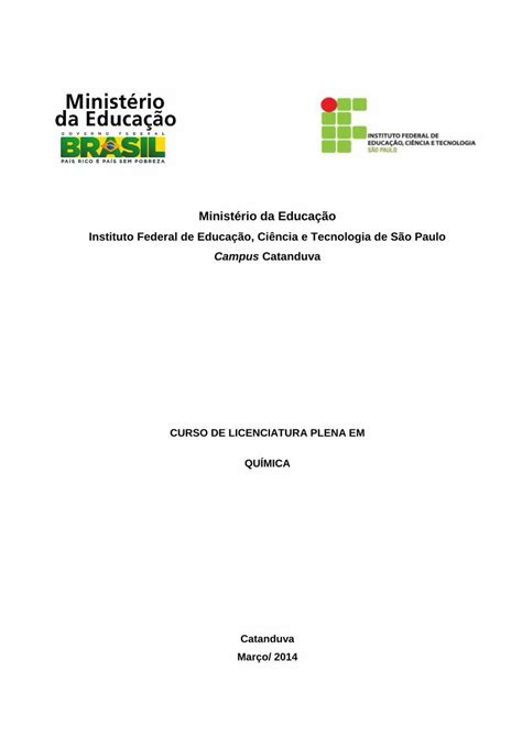 Pdf Projeto Pedaggico Licenciatura Em Quimica Ctd Dokumen Tips