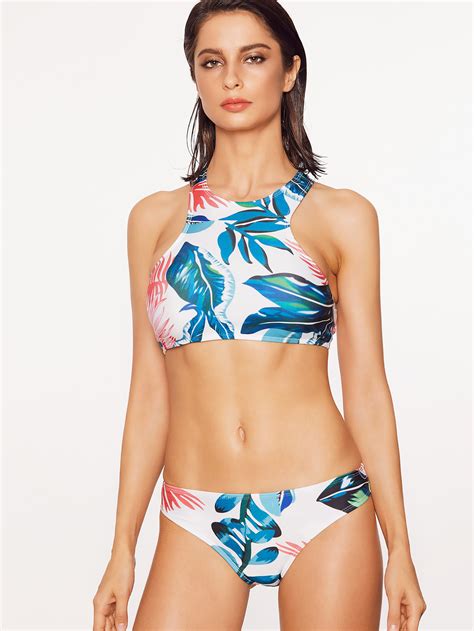 Tropical Print Beach Bikini Set SheIn Sheinside