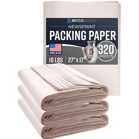 "Bryco Goods Newsprint Packing Paper, Moving Supplies, 320ct, 10lb, 27