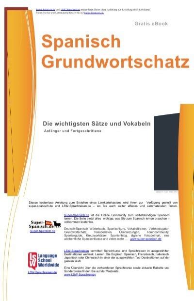 Grundwortschatz Kostenloses EBook Super Spanisch De