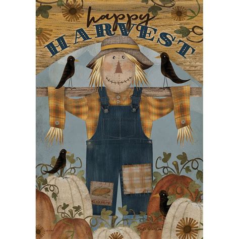 Happy Harvest Scarecrow Large Flag Garden Flags