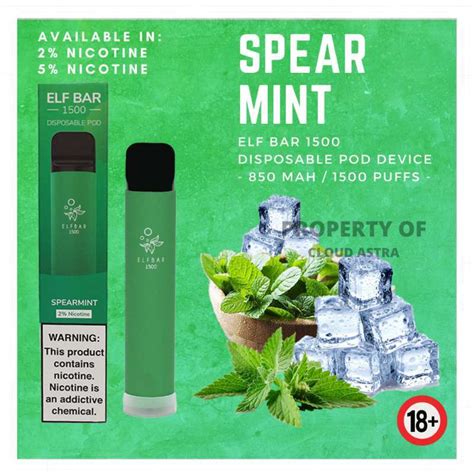 Jual Elfbar 1500 Puffs Spearmint Mint Menthol Plush Elf Bar 1500