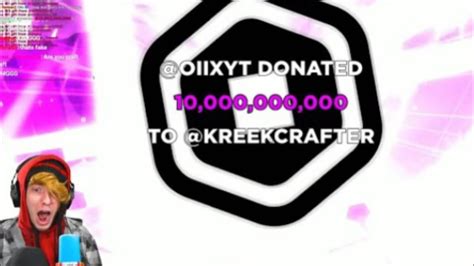 KreekCraft Gets Donated 10 Billion Robux Live On Stream YouTube