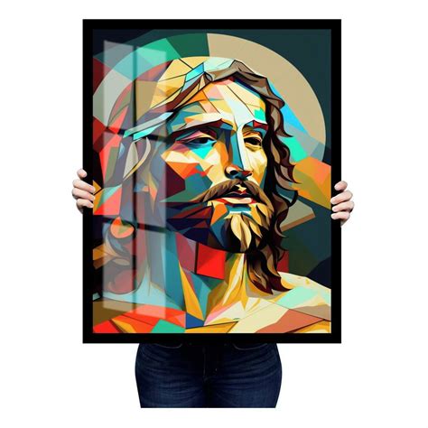 Quadro Decorativo Jesus Cristo Deus Abstrato Vidro Elo