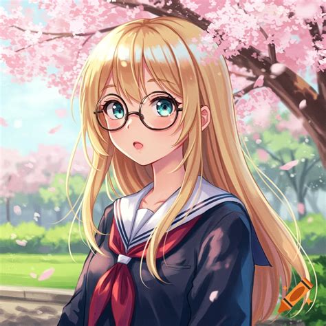 Japanese Girl With Blonde Hair And Glasses On Craiyon