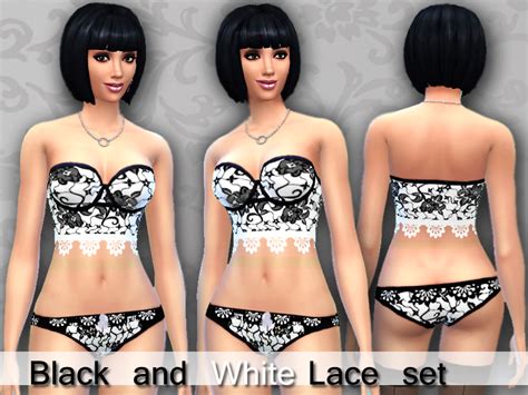 The Sims Resource Black And White Lace Lingerie Set