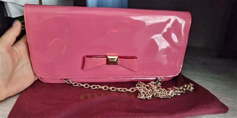 Клатч розовый лаковый миу миу, сумка фиолетовая коричневая чёрная бу ...