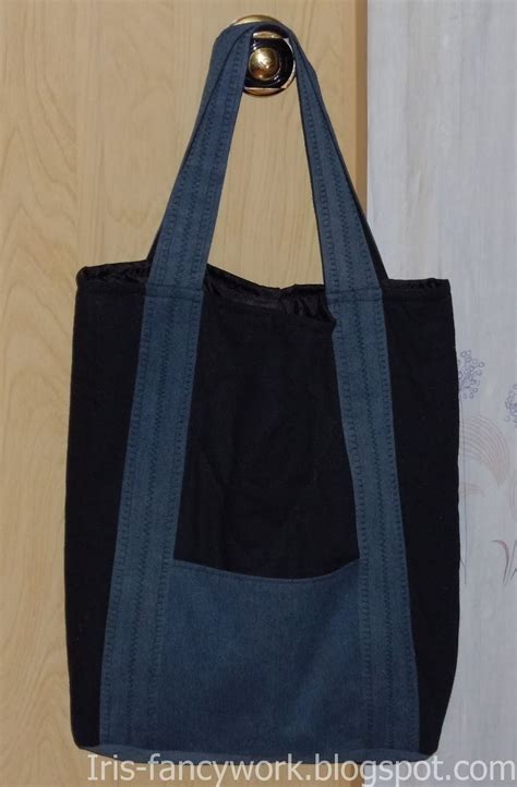 My Fancywork Blog: Дорожная сумка с карманами из льна и джинсовой ткани.