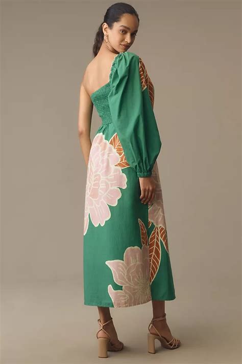Farm Rio X Anthropologie One Shoulder Printed Midi Dress Anthropologie