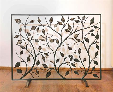 Artistic Hand Forged Fireplace Screen Iron Wrought Fireplace Etsy