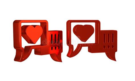 Red Heart In Speech Bubble Icon Isolated On Transparent Background