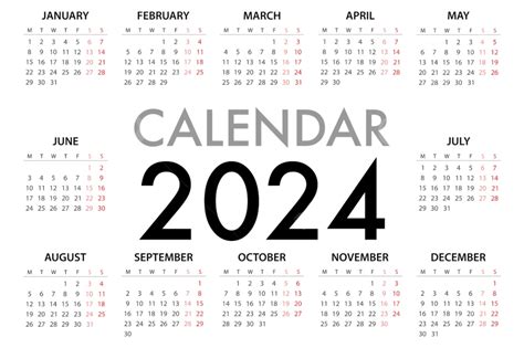 Calendar 2024 Vector Art Icons And Graphics For Free Download