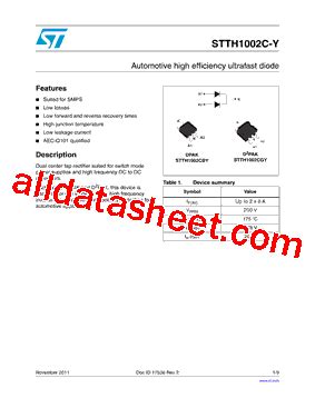 Stth Cgy Tr Datasheet Pdf Stmicroelectronics