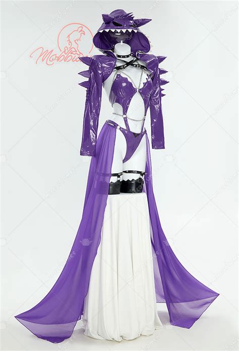 Women PM Derivative Sexy Lingerie Set Purple Cutout Bodysuit And Hooded Coat With Skirt And