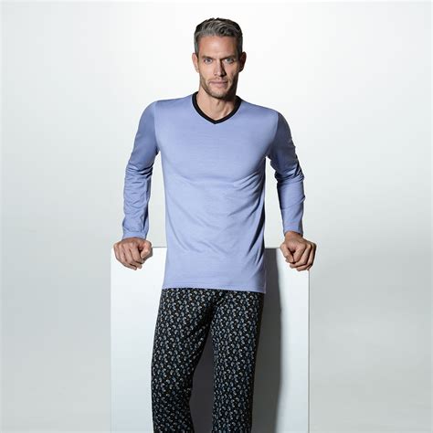 Pyjama Long Homme En Coton Et Modal James Bleu De Chez Impetus