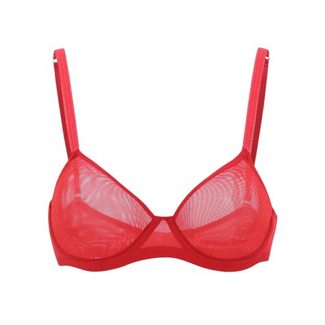 Molded Mesh Bra Seamless See Through Everyday Bra Red Mesh Bra High End Lingerie A D