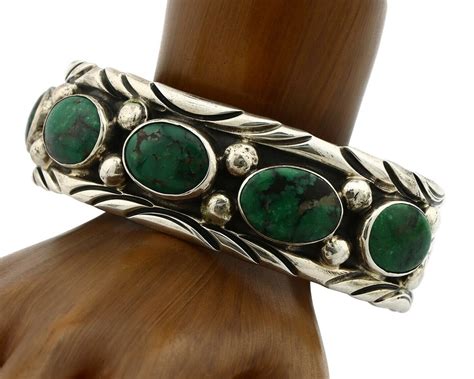 Navajo Bracelet 925 Silver Crescent Valley Turquoise Signed C Etsy