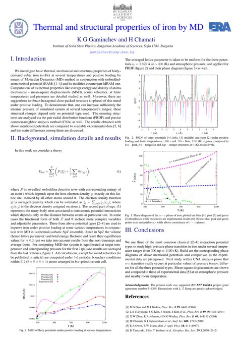 PDF Thermal And Structural Properties Of Fe By Molecular Dynamics