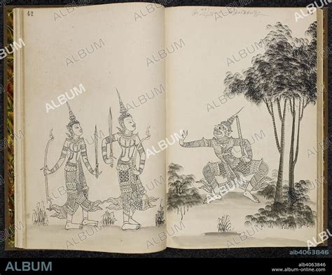 Rama and Lakshmana confront Ravana, scene from the Ramakien (Thai ...