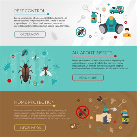 Pest Control Extermination 3 Flat Banners 479233 Vector Art At Vecteezy